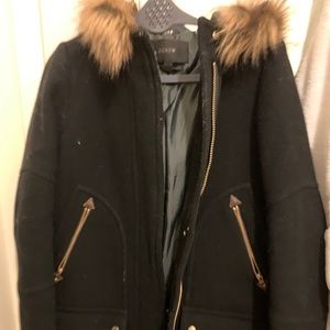 J-Crew Italian Wool Jacket w/fur hood